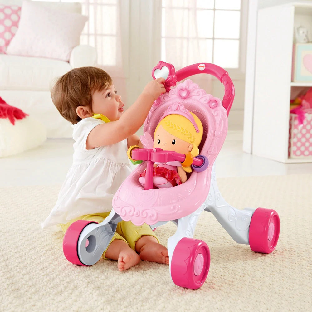 Fisher-Price Little People Princess Stroller Ride-On Toy | 2-in-1 Walker & Ride-On for Toddlers
