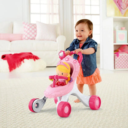 Fisher-Price Little People Princess Stroller Ride-On Toy | 2-in-1 Walker & Ride-On for Toddlers