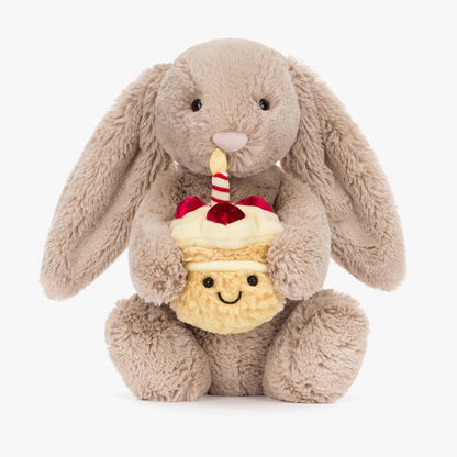 Jellycat Bashful Beige Bunny ‘Birthday’ | Special Edition Soft Toy for Celebrations